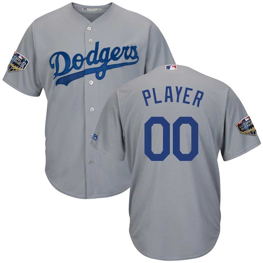 Dodgers Gray Men's 2018 World Series Cool Base Customized Jersey,We sell and wholesale Dodgers Gray Men's 2018 World Series Cool Base Customized Jersey on line form chian!